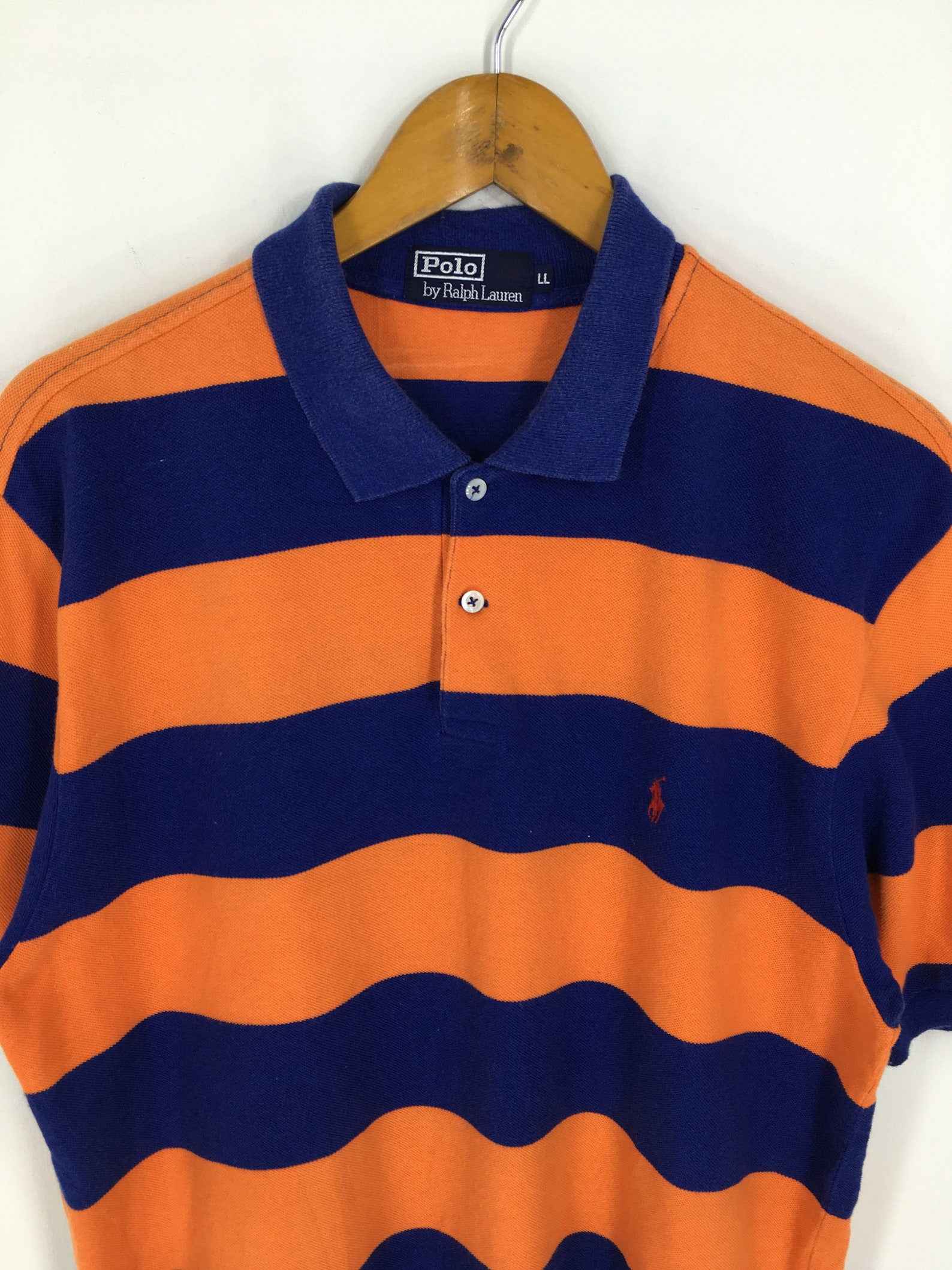 Polo Ralph Lauren Polo Stripes Shirt Large Blue/Orange Vintage | Etsy