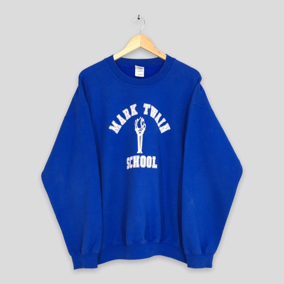 Vintage Mark Twain School Blue Sweatshirt Large M… - image 1
