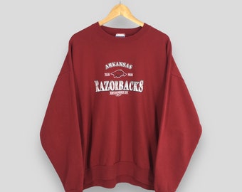 Vintage Arkansas Razorbacks Ncaa Oversized Sweatshirt 2XLarge 90s Arkansas Printed Spell Out Crewneck University Of Arkansas Pullover 2XL