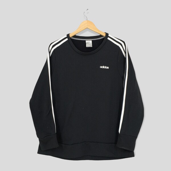 Adidas Equipo Sudadera Negra Mediana Vintage 2000s Adidas Tres Rayas Jumper Adidas Ropa Deportiva Crewneck Adidas Suéter Tamaño M