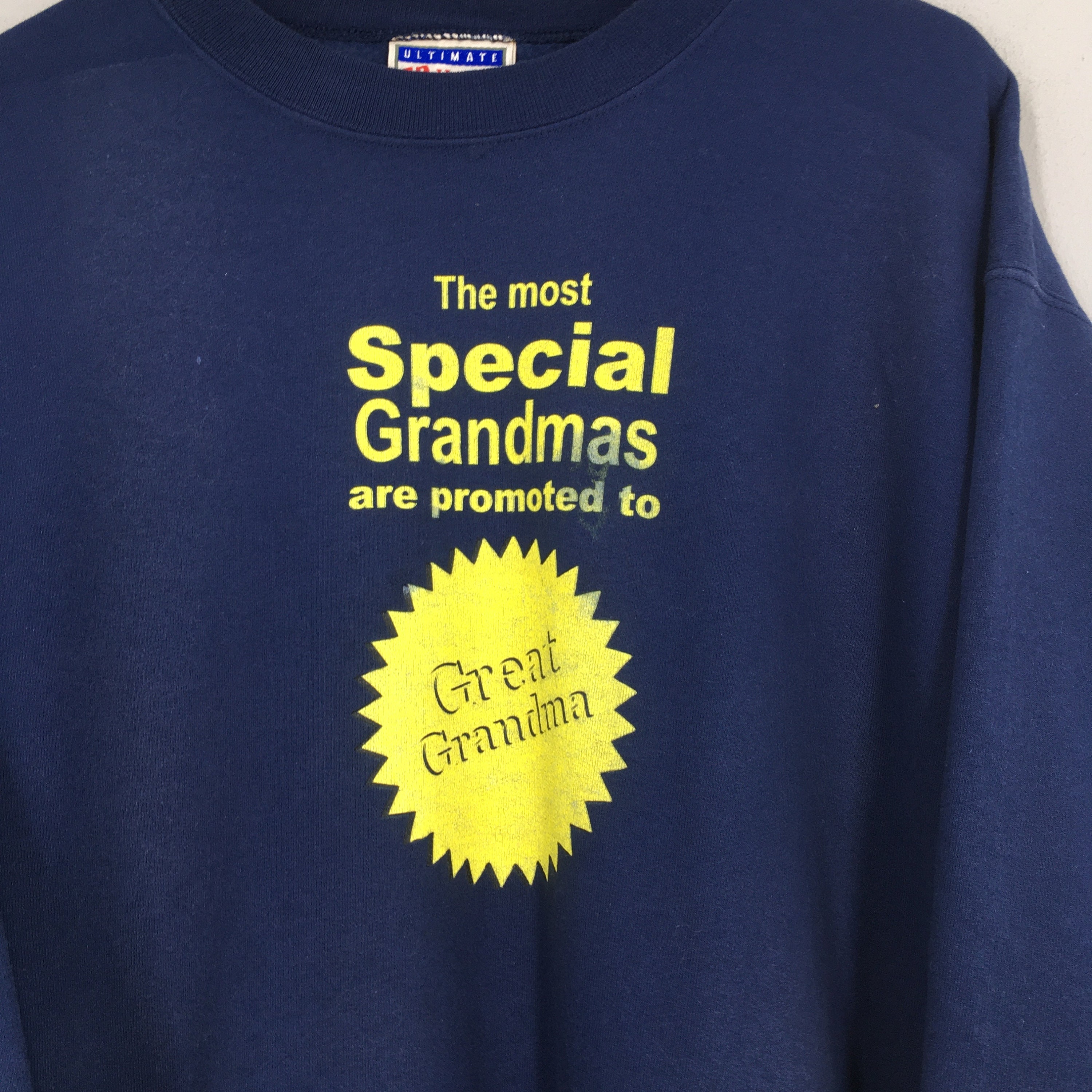 Vintage Great Grandma Print Crewneck Blue Jumper Medium Etsy