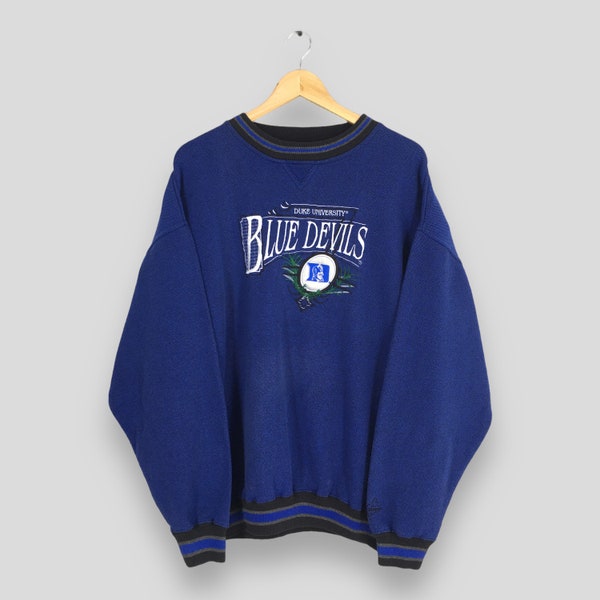 Vintage Duke University Blue Sweatshirt XLarge Duke Blue Devils Embroidery Spell Out Pullover Duke Uni Jumper Duke Blue Devils Sweater XL