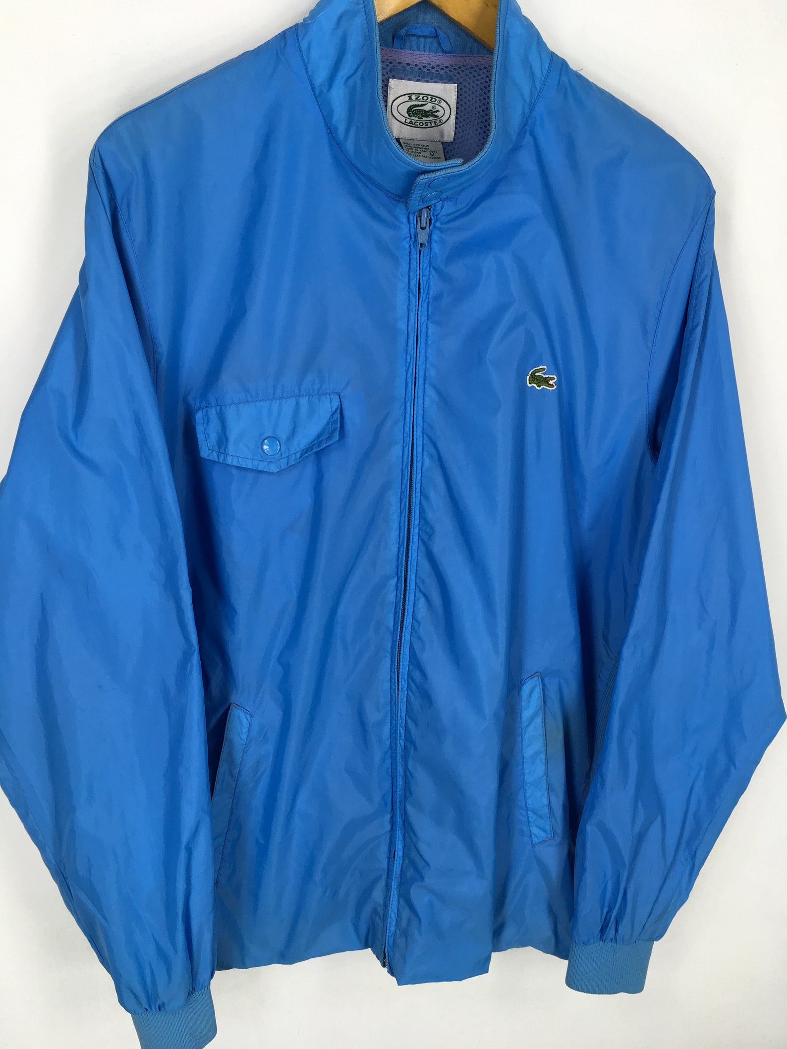Vintage 90's Izod Lacoste Windbreaker Blue Jacket Medium Etsy