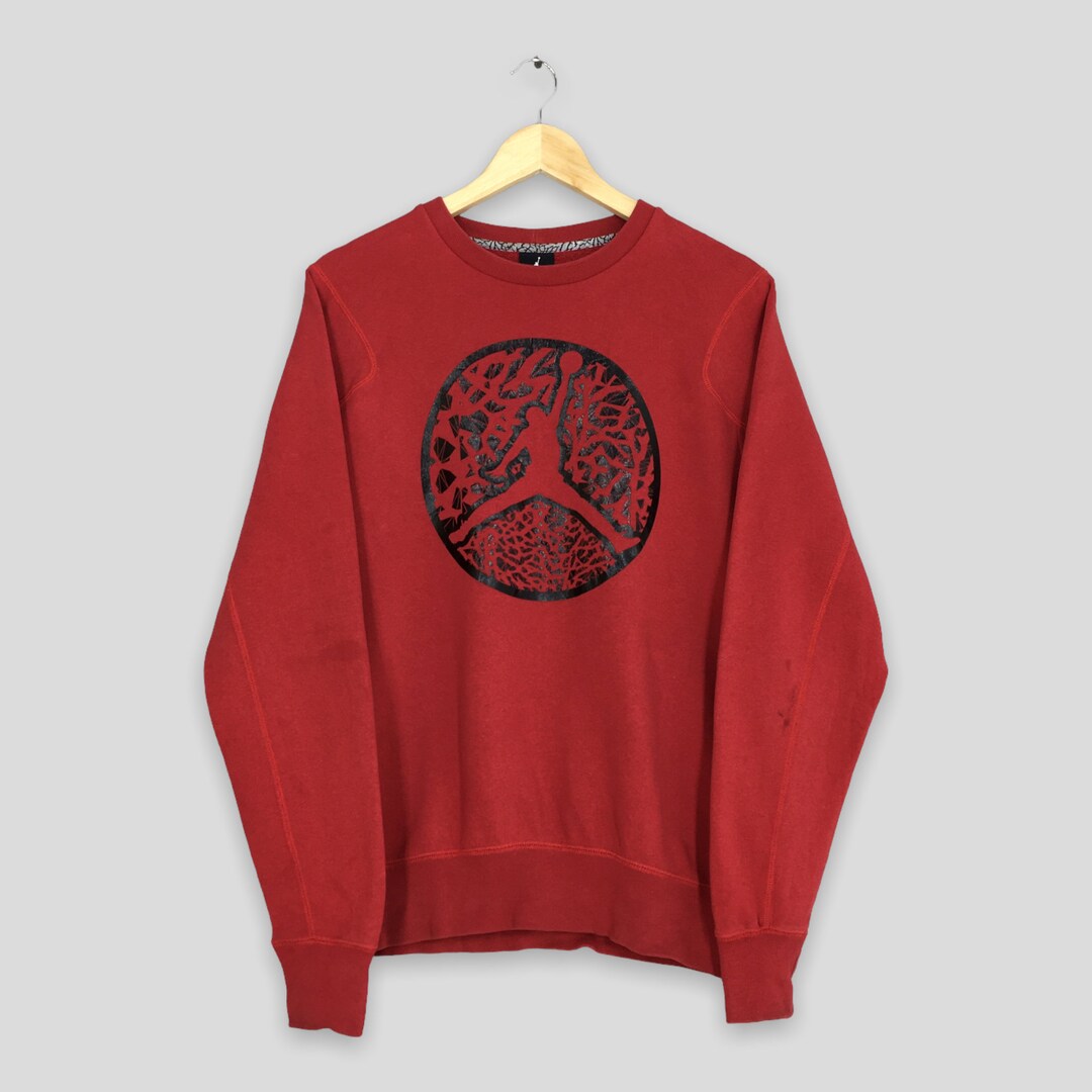 Vintage Nike Air Jordan Red Sweatshirt Medium Y2K Nike Jumpman