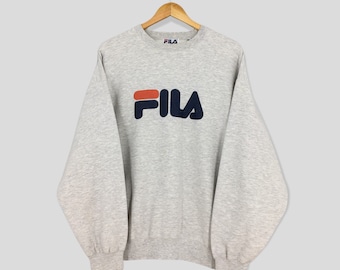 Vintage Fila Italia Jumper Sweatshirt Large 90's Fila Sports Gray Pullover  Fila Spell Out Jumper Fila Activewear Fila Sweater Size L 