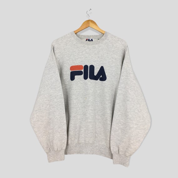 Vintage Fila Italia Jumper Sweatshirt Large 90's Fila Sports Gray Pullover  Fila Spell Out Jumper Fila Activewear Fila Sweater Size L 