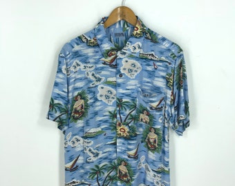 Vintage Japan Hawaiian Liberale Ment Aloha Shirt  Aloha Wear Shirt  Rockabilly Shirt  Summer Shirt  Size XL