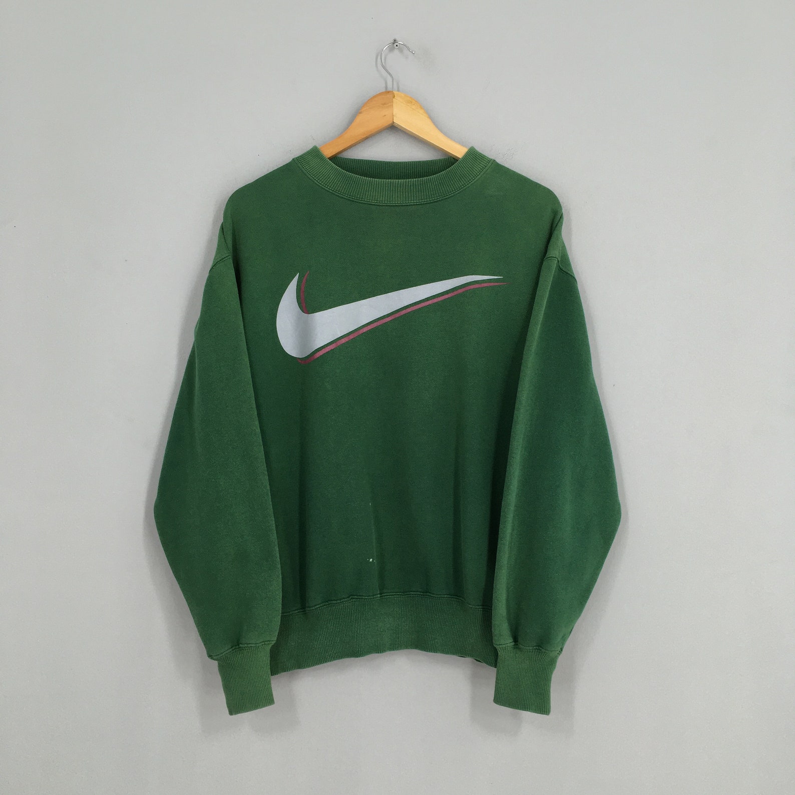 nike swoosh colour block sweatshirt in blue and green neutrals