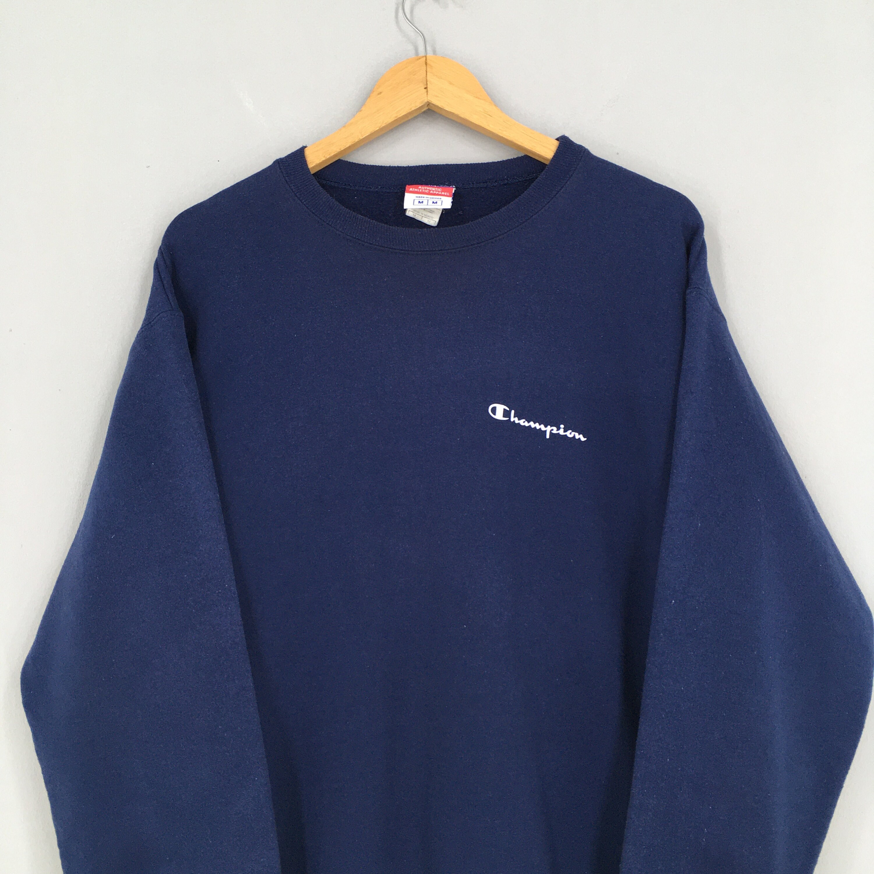 Vintage Champion Script Logo Blue Sweatshirt Medium 90s - Etsy