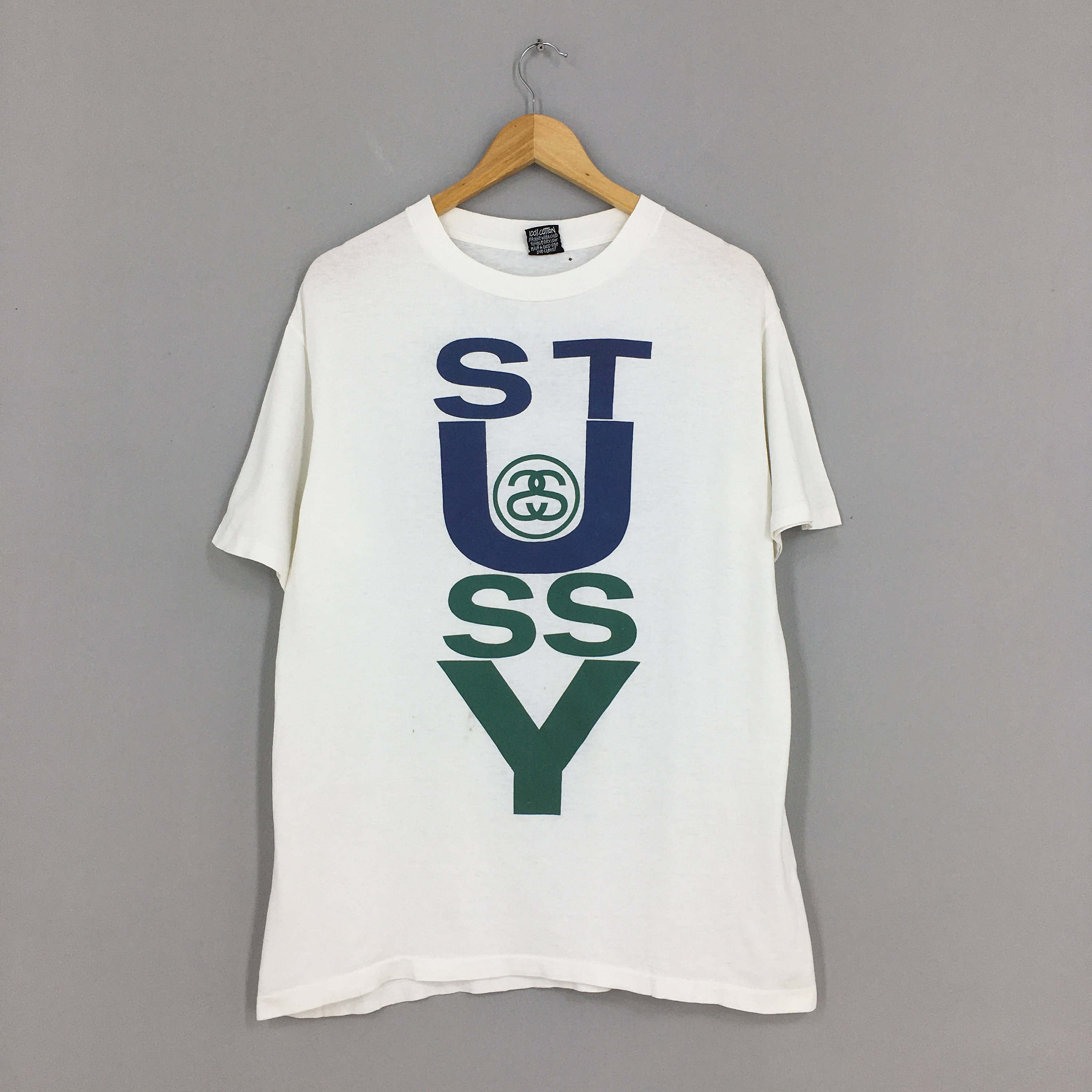 Vintage New Stussy White Bugged Out Tee T-Shirt XL