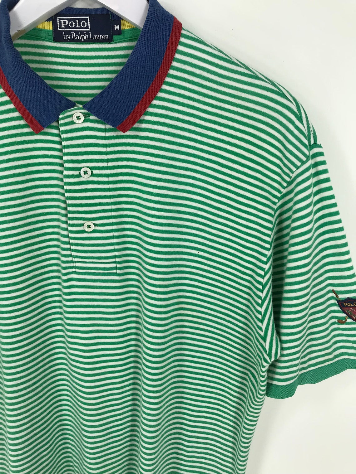 Polo By Ralph Lauren Polo Stripes Green Shirt Medium Vintage | Etsy