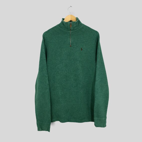 ZygoticVintage Vintage Polo Ralph Lauren Green Sweater Small 90's Ralph Lauren Pullover Polo Pony Sweatshirt Polo Pony Half Zipper Jumper Size S