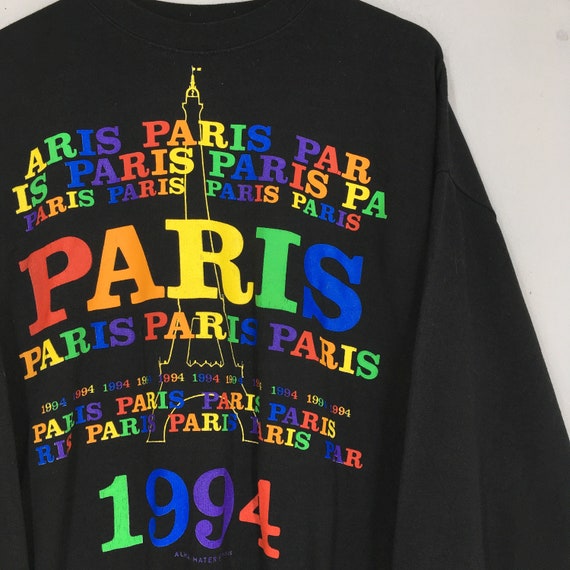 Vintage 90s Paris France Eiffel Tower Sweatshirt … - image 2