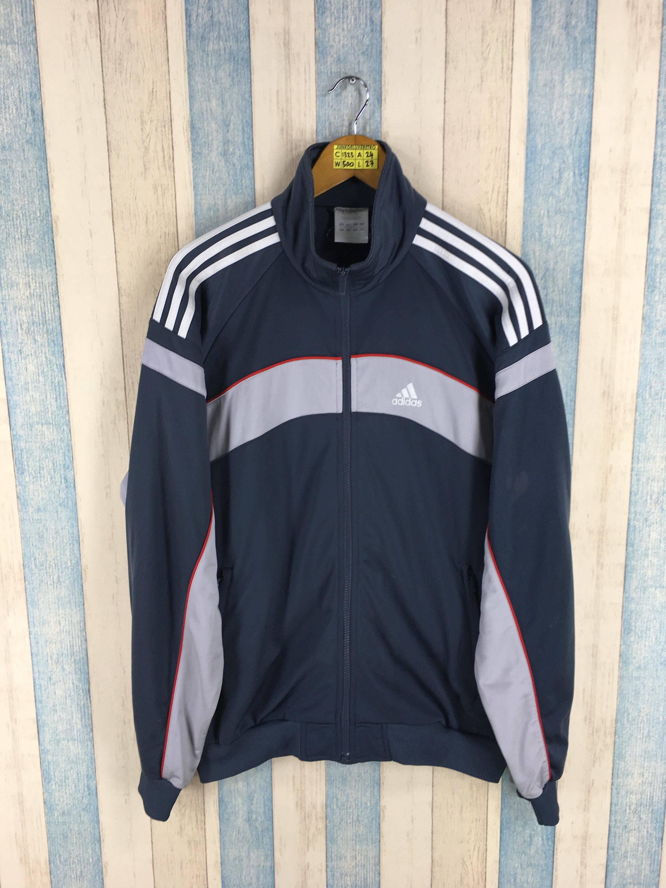 Adidas Track Top Large Gray Vintage Adidas Three Stripes | Etsy