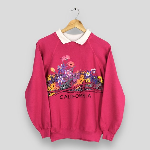 Vintage 90s California Floral Aesthetic Sweatshir… - image 1