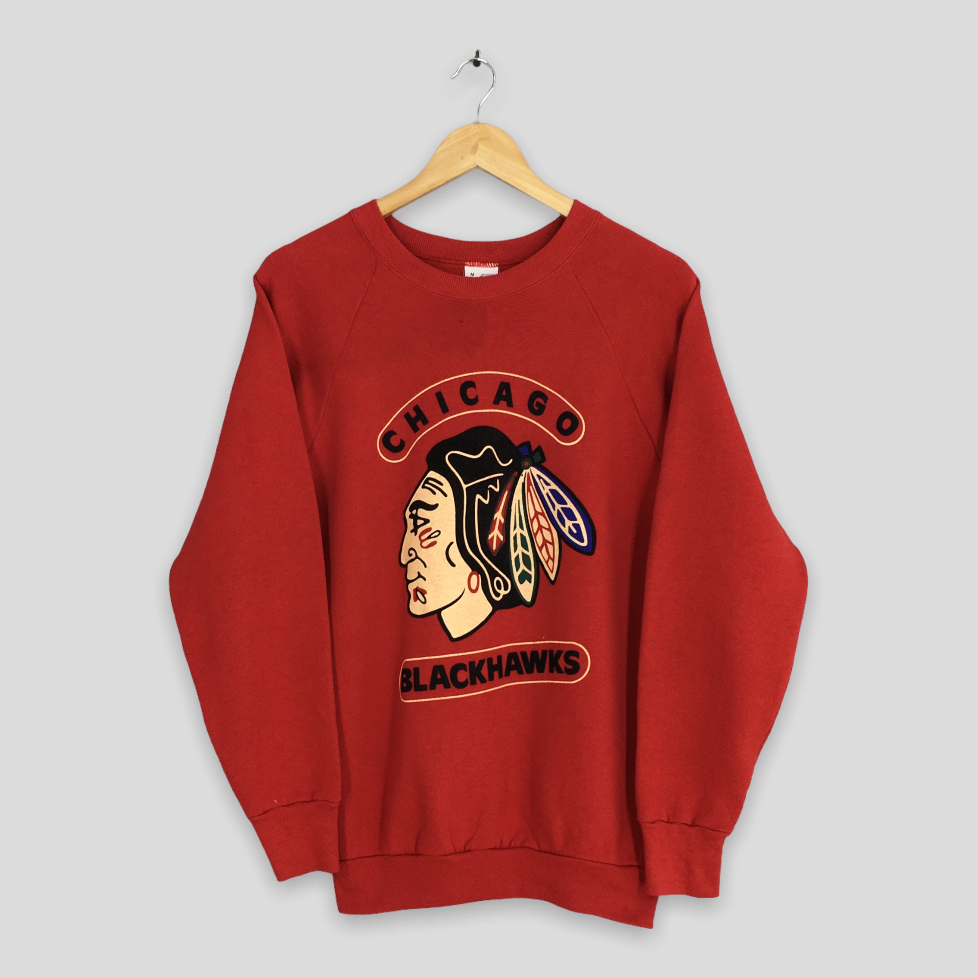 Vintage Chicago Blackhawks Crewneck Sweatshirt Large 1988 Red 