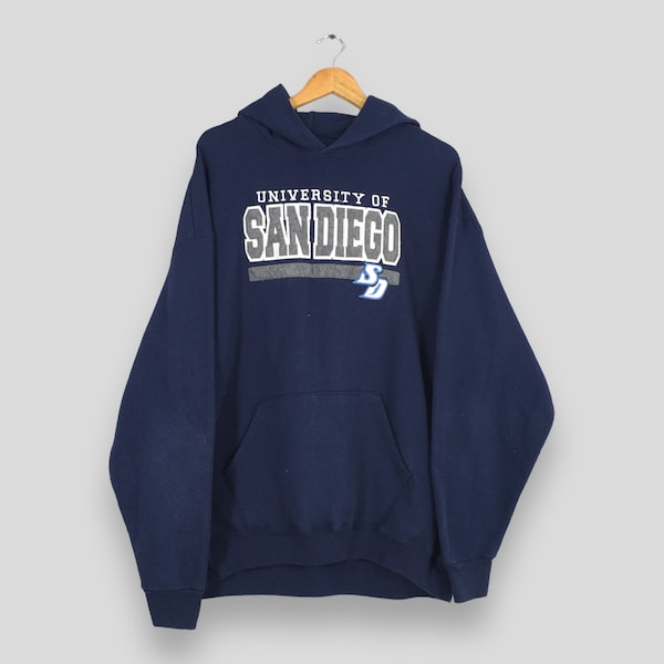 Vintage University Of San Diego Blue Hoodie 2XLarge San Diego University Embroidery Sweater San Diego Toreros Pullover Sweatshirt Size 2XL