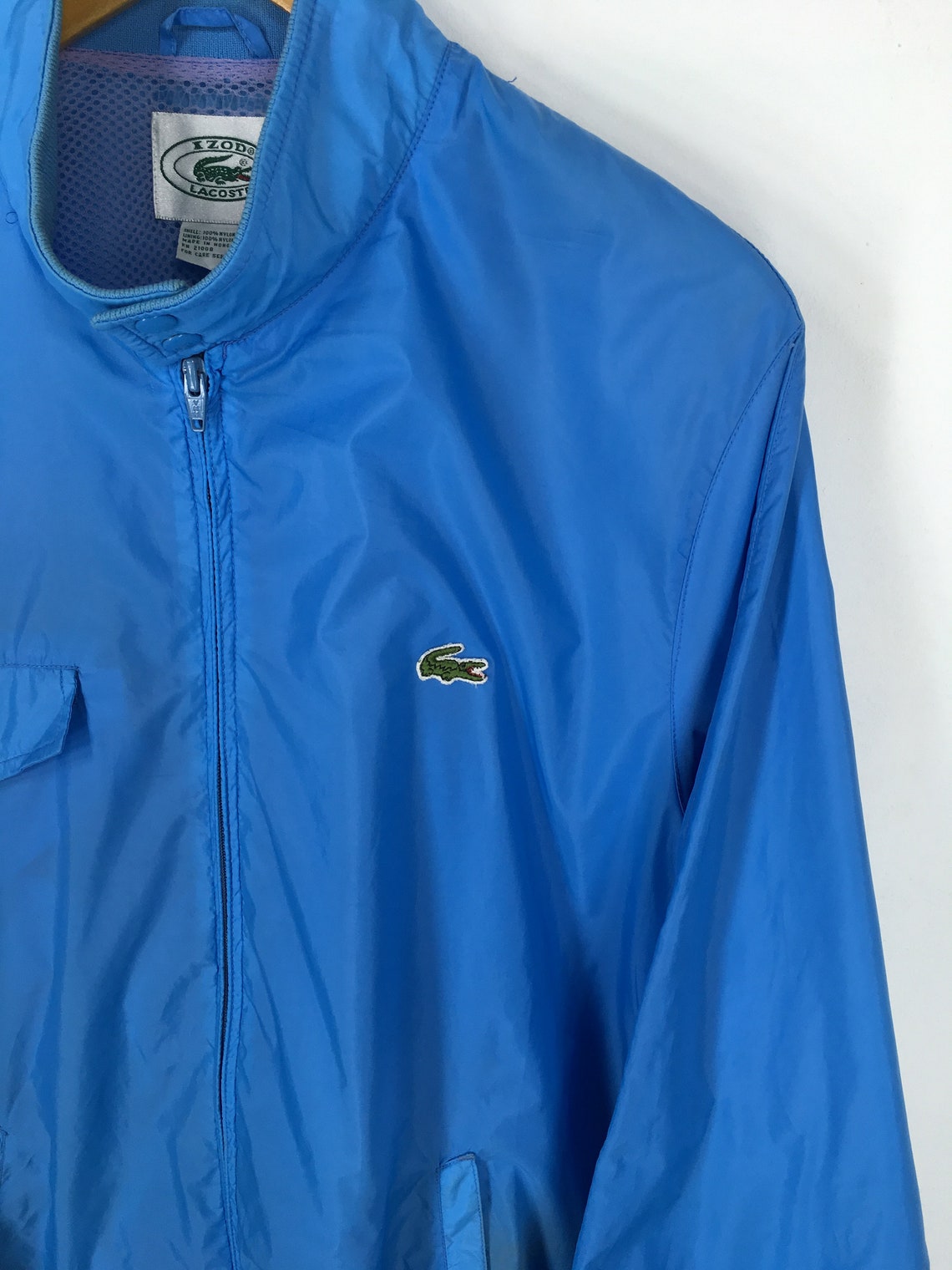 Vintage 90's Izod Lacoste Windbreaker Blue Jacket Medium Etsy
