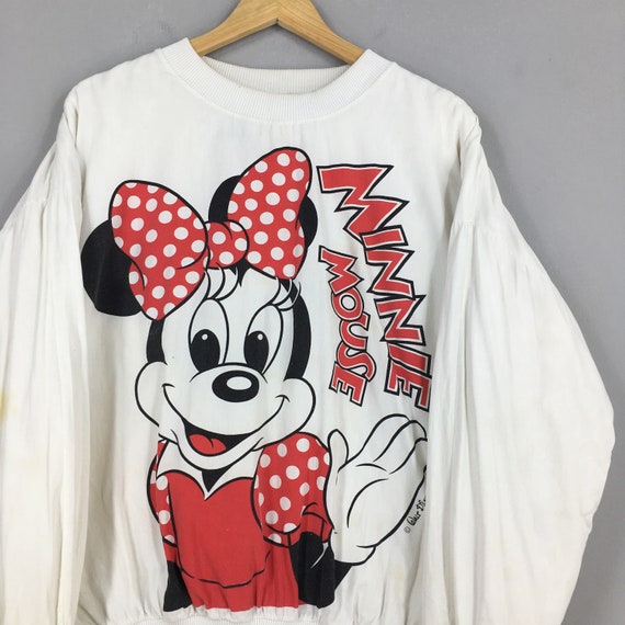 Vintage 90s Minnie Mouse White Sweatshirt XLarge … - image 2