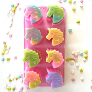 Unicorn silicone mold, soap mold for 8 soap bars, DIY soap making, mold for soap and plaster work image 2
