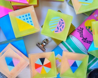 Modern Style - Soap set with erasers, DIY soap, party favor for children's birthdays