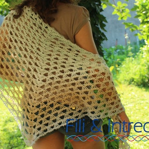 Crochet shawl, cotton triangular shrug / elegant stole / wrap shawl