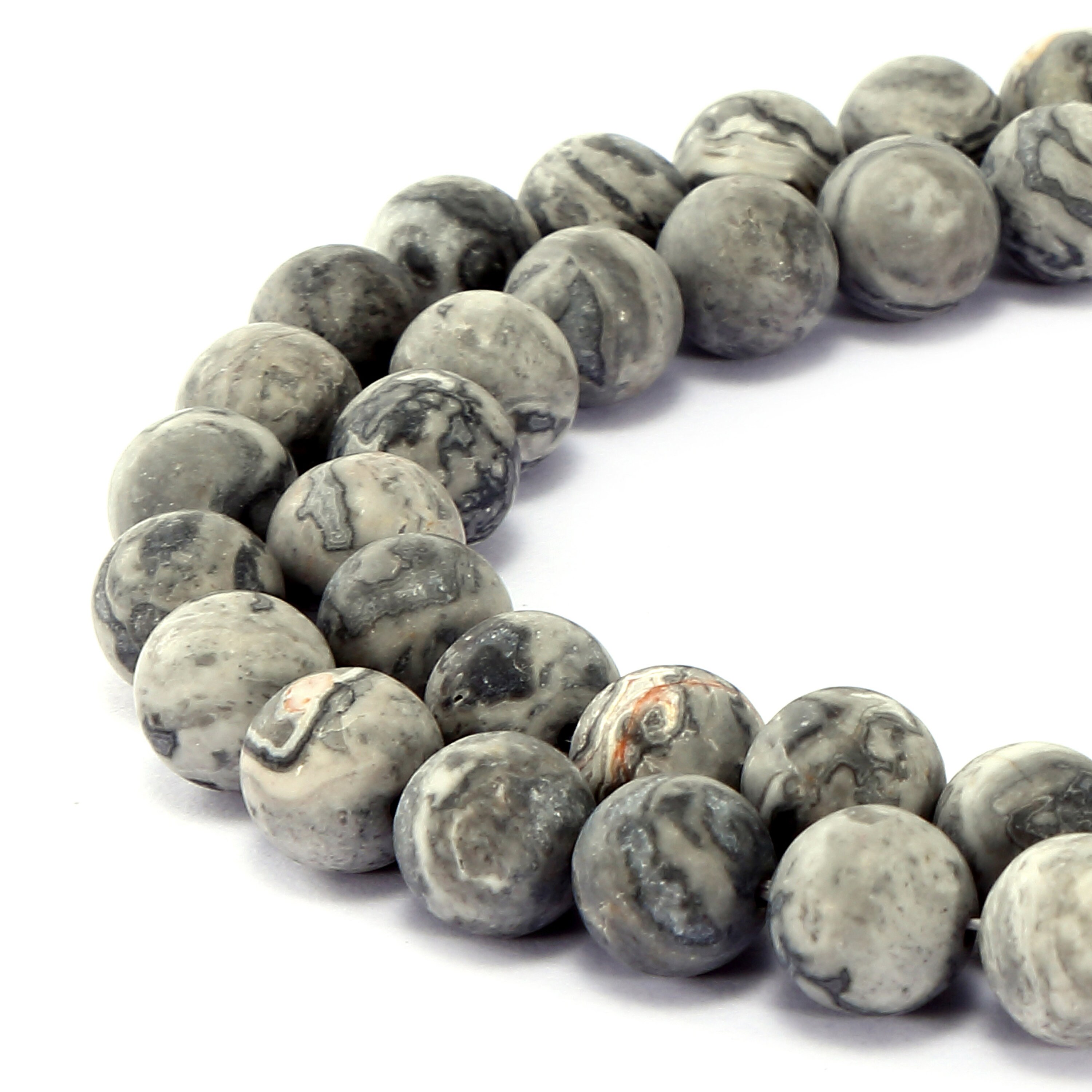 Matte Grey Map Jasper Round Gemstone Loose Beads Size Etsy