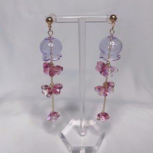 Lily of the Valley Bell Chime Earrings Dark Pink