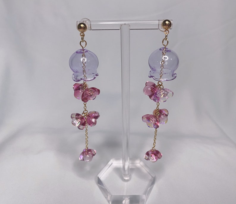 Lily of the Valley Bell Chime Earrings Dark Pink