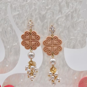 Beige Princess Collection | Hmong Motif Polymer Clay Earrings