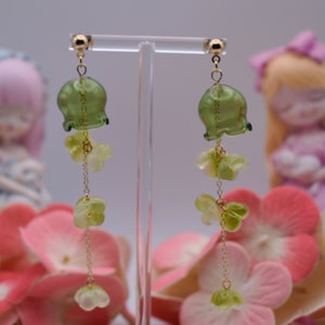 Lily of the Valley Bell Chime Earrings Green