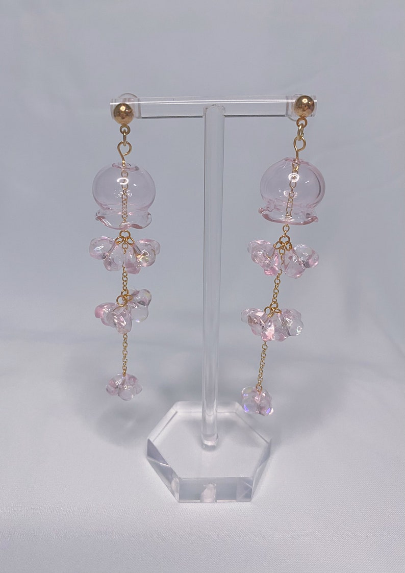 Lily of the Valley Bell Chime Earrings Light Pink