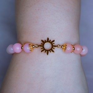 Sunrise Pink Glass Beads Bracelet