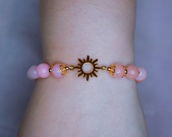 Sunrise Pink Glass Beads Bracelet