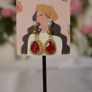 Under The Oak Tree Maxi Inspired Earrings Collection 2 Pearl w/red drop