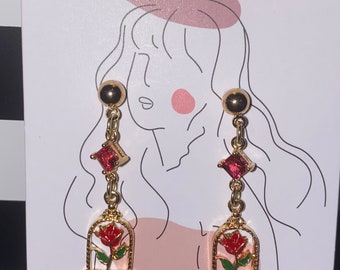 Rose in the Glass Earrings