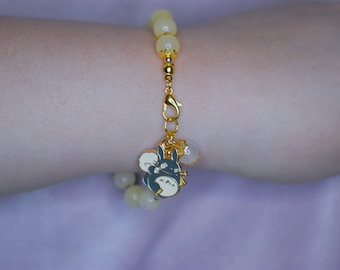 Totoro Yellow Glass Bead Bracelet