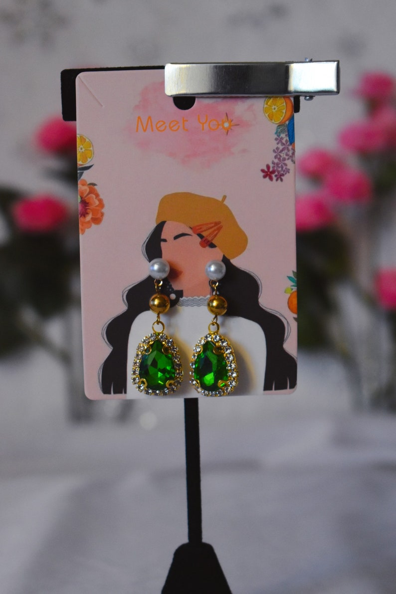 Under The Oak Tree Maxi Inspired Earrings Collection 2 Pearl w/green drop