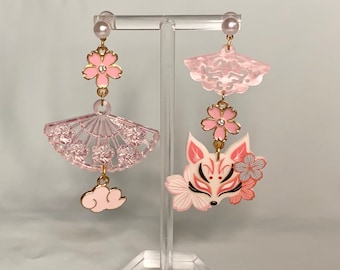 Kitsune Sakura Cosplay Earrings | Fox Earrings