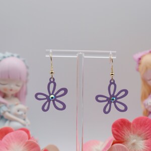 Spring Floral Earrings Purple