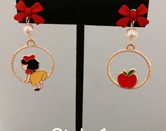 Lovely White and Red Apple Earrings | Princess Earrings