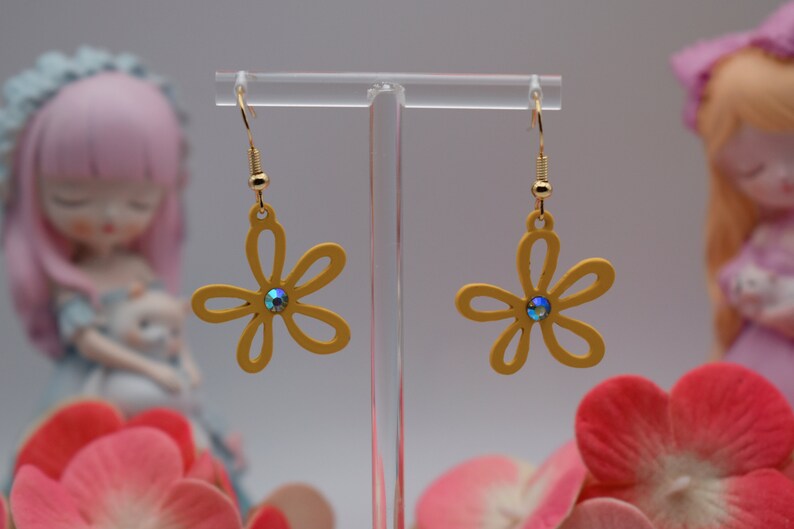 Spring Floral Earrings Yellow