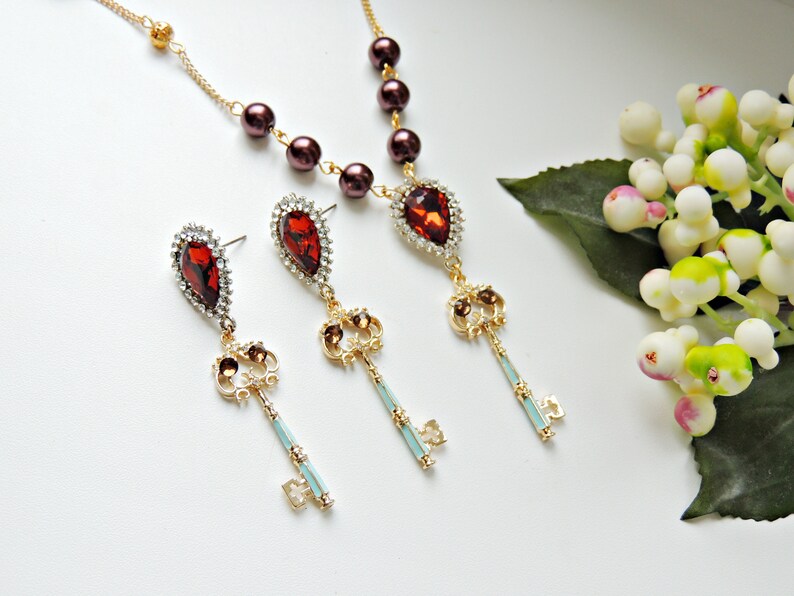 Earrings with key baroque earrings keys earring fashion earrings crystal earrings