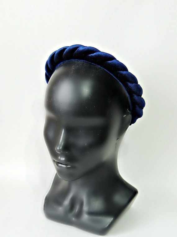 Velvet Headband Dark Blue Color braid Spanish Style Deeply | Etsy