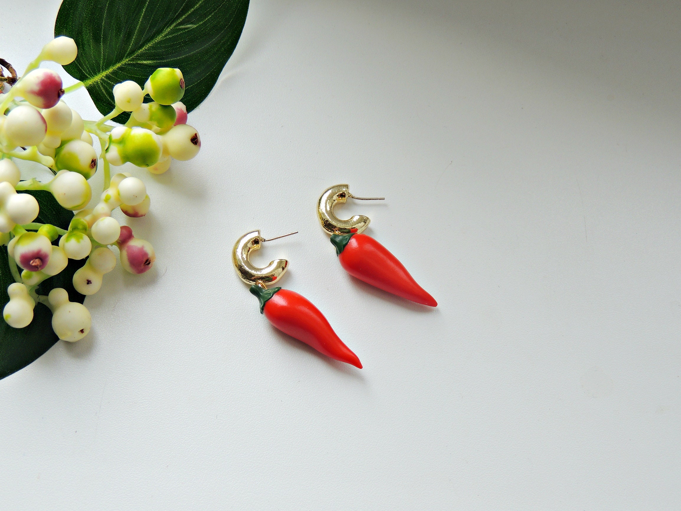 Pepper earrings hot pepper pepper earrings red earrings Etsy