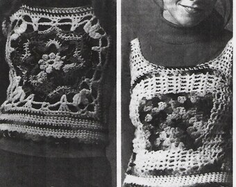 Vintage 1970s Crochet Granny Square Vest Pattern (PDF Download)