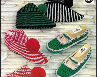 vintage Crochet Shoe Slipper, Knit Pixie shoe, PATTERNS 1960's *** PDF téléchargement numérique instantané *** PAS un article fini, instructions seulement