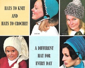 Vintage Crochet/Knit Hats, Patterns 1960's***PDF instant digital download***NOT a finished item, instructions only