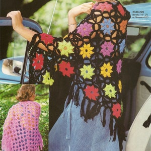Vintage Crochet Flower Motif and Pink Shawl Patterns***PDF instant digital download***NOT a finished Item, instructions only