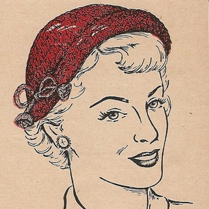 Vintage Crochet Hat Pattern 1950&#39;s***PDF instant digital download***NOT a finished item, instructions only